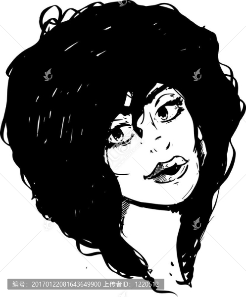 可愛女性臉筆素描轉(zhuǎn)化為