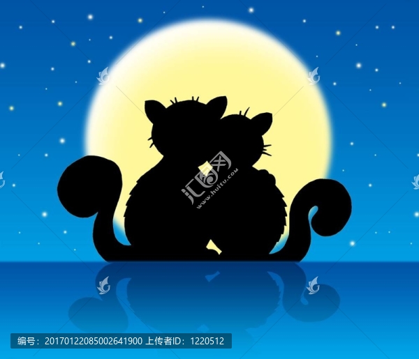 月光下的兩只貓
