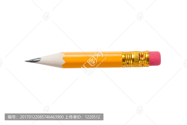 用橡皮的很短的黃色鉛筆