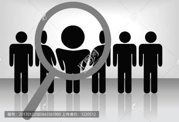 放大鏡發(fā)現(xiàn)；選擇或檢查一個人在一行人：搜索
