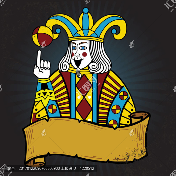 撲克牌小丑的插畫風格