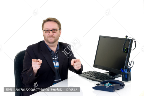 商人在辦公桌上