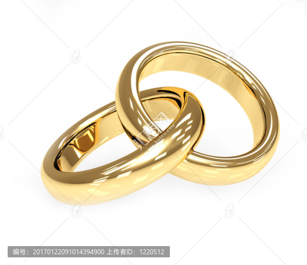 兩個(gè)3D黃金結(jié)婚戒指
