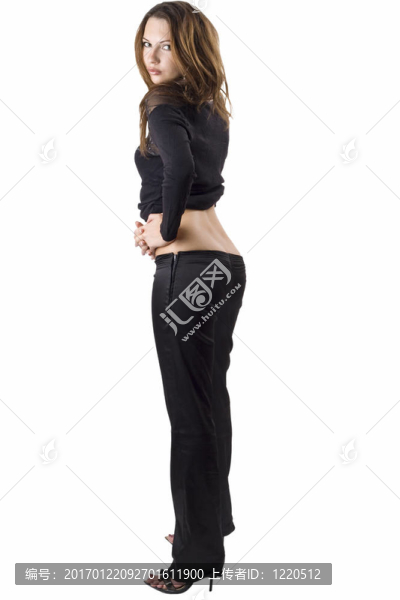 穿黑西裝的性感年輕美女。分離