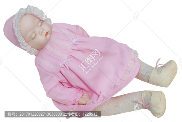 穿粉紅色衣服的古董娃娃
