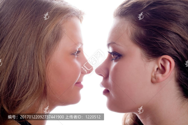 兩位美女的畫像。分離。