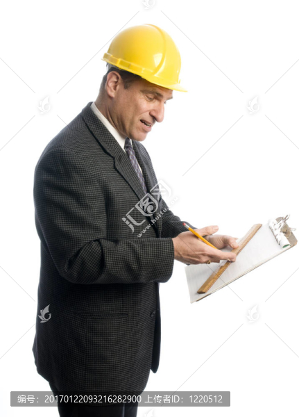 帶剪貼板的興奮承包商