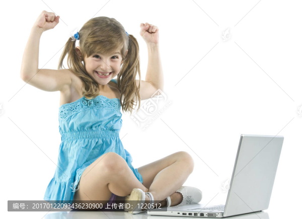 良好的孩子與便攜式白色背景隔離