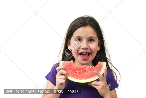 女孩吃西瓜