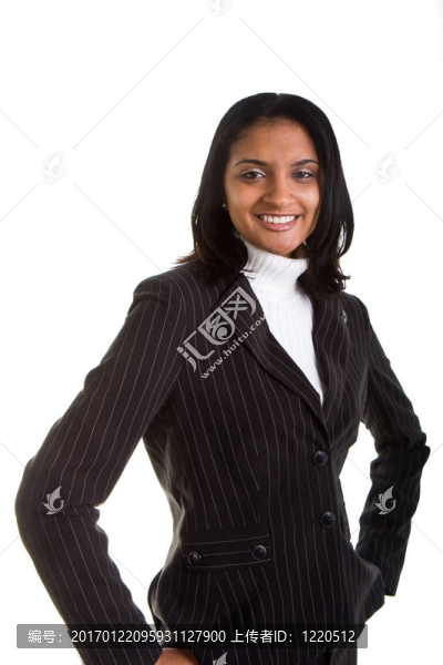 在灰色西裝和White,Turtleneck的女人
