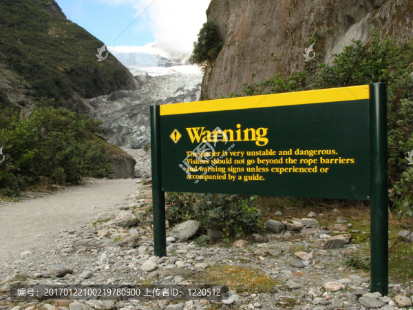 警告/危險(xiǎn)標(biāo)志-,Franz,Josef,Glacier；新西蘭