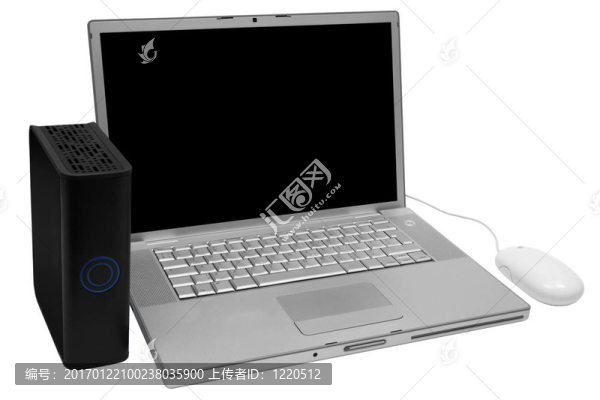 筆記本和一個外部硬盤驅(qū)動器