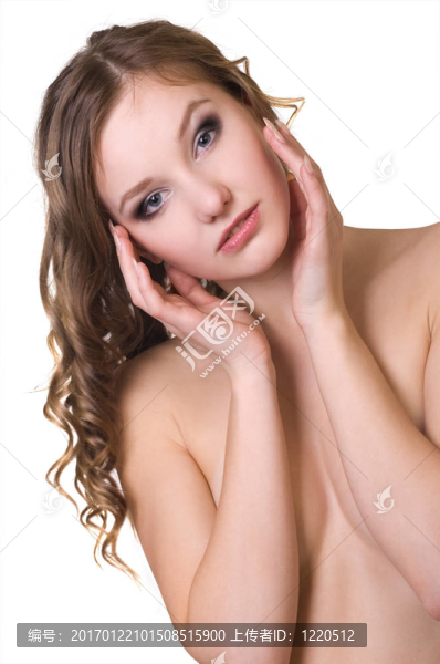 美麗的女人在白色的孤立