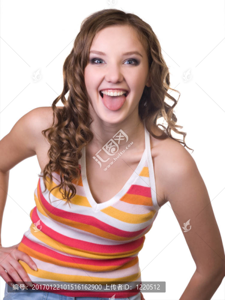 美麗的女孩在白色的孤立