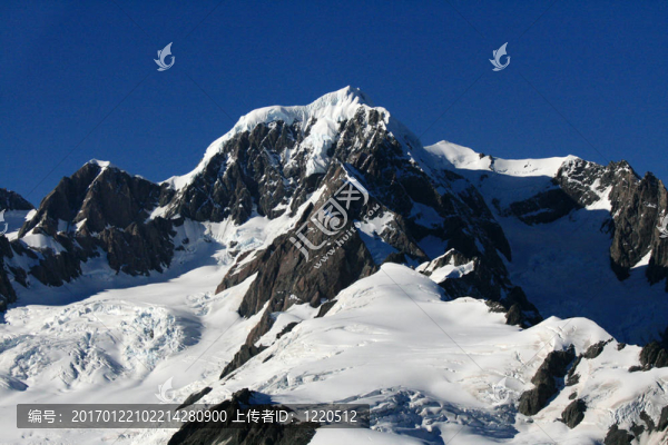 白雪覆蓋的山脈南阿爾卑斯山；新西蘭