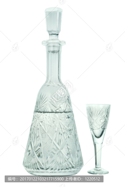 一個酒杯水晶玻璃瓶