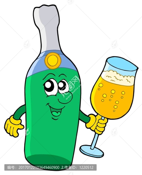 帶玻璃的氣泡酒瓶