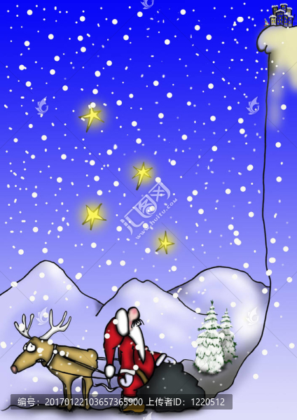 Santa和馴鹿的山