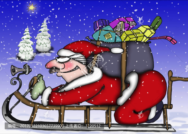 Santa在一個雪橇