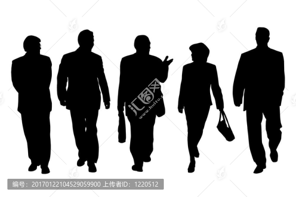 商務(wù)人士走路和說話的小組