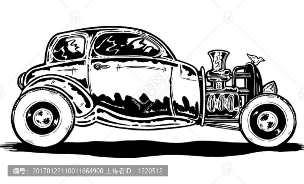 復(fù)古風(fēng)格的熱破汽車插圖