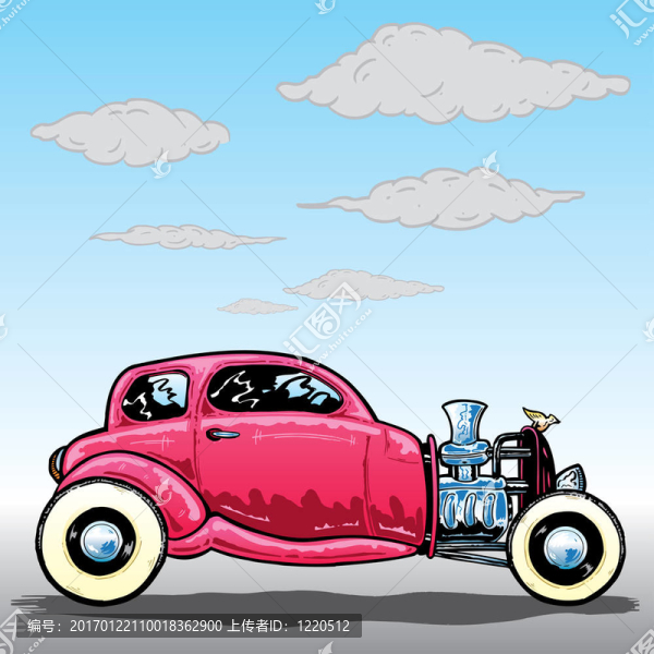 復(fù)古風(fēng)格的熱破汽車插圖