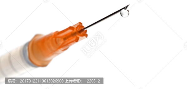 橙色注射器/針頭上滴液體