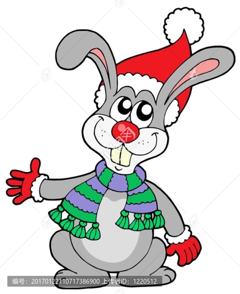 可愛的兔子在圣誕帽