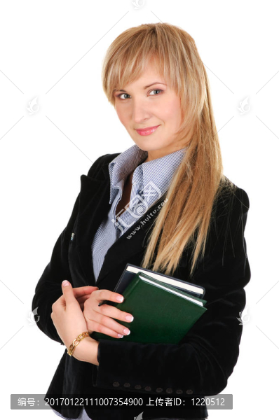 商務(wù)女人用的記事本。白色孤立。
