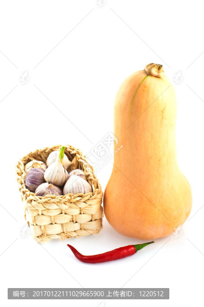 籃子大蒜；辣椒和南瓜