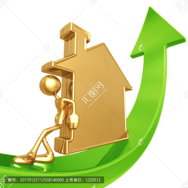 推動(dòng)金色的家庭向上箭頭