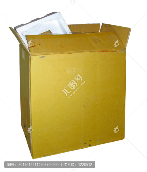 白色背景上的舊開口紙箱