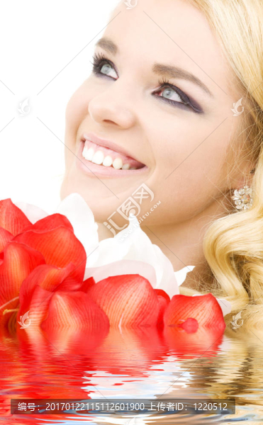 百合花快樂的女人