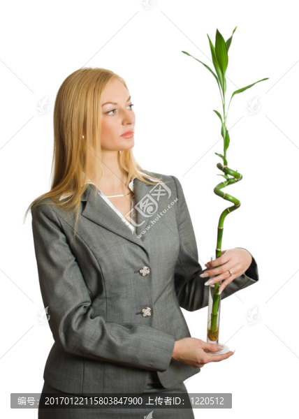 漂亮的女商人用竹