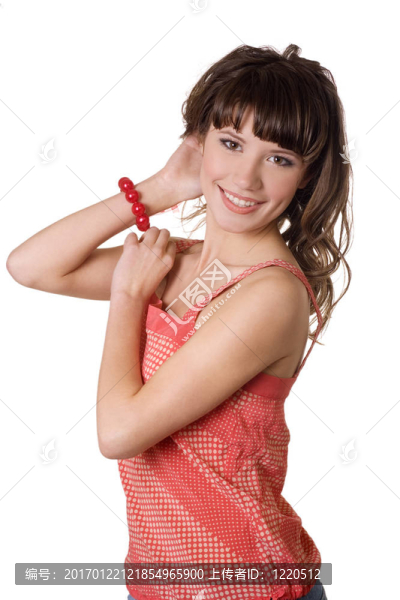 美麗的女孩被隔離在白色的