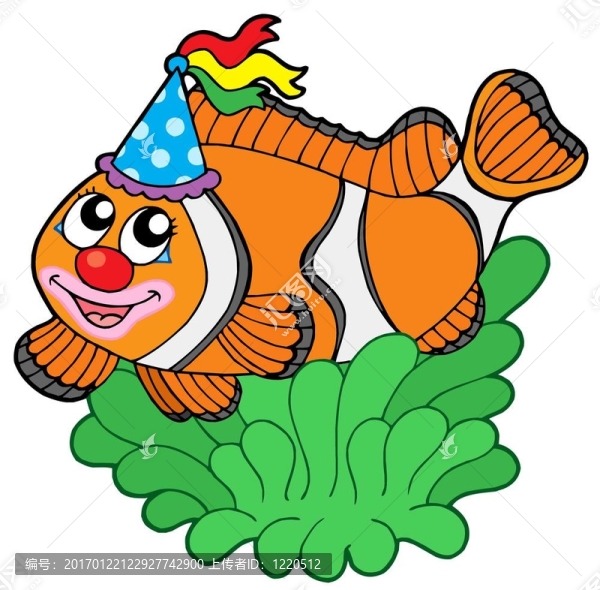 卡通小丑魚(yú)在海葵