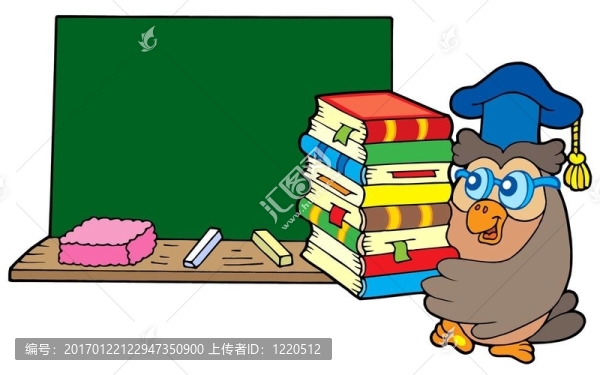 有書(shū)和黑板的貓頭鷹老師