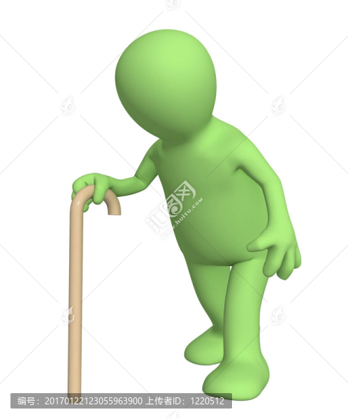 舊木偶；用手杖