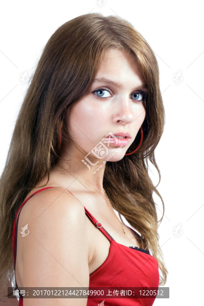 美麗的年輕女子在紅色連衣裙3