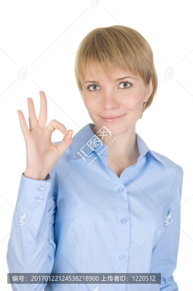 年輕的商人做的好的標(biāo)志和微笑