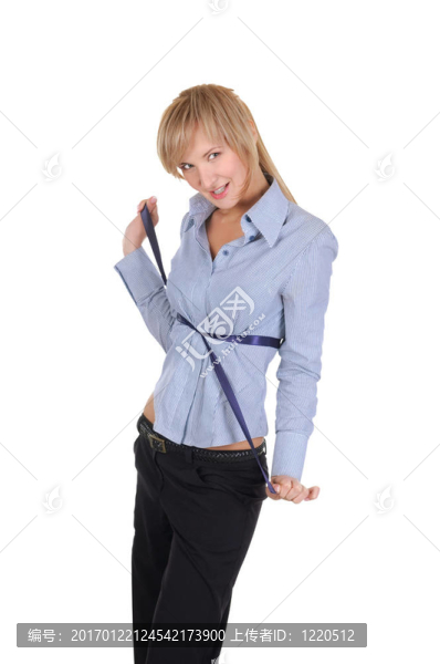 美麗的女孩，白色的絲帶