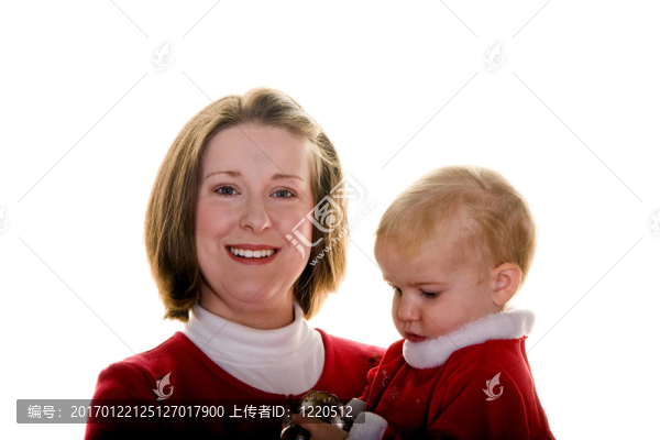 女人和嬰兒看著鐘