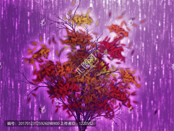 帶有落葉的樹；插圖