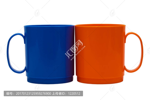 深藍(lán)色和橙色的杯子