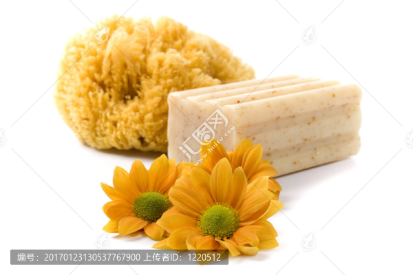 天然海綿；肥皂和花卉