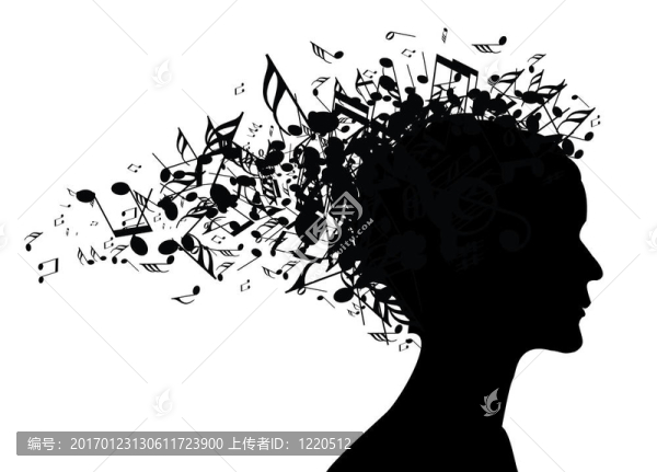 音樂女性人像剪影