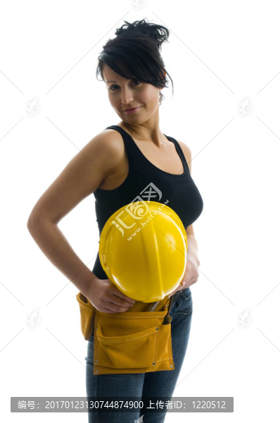 漂亮性感女青年建筑工人