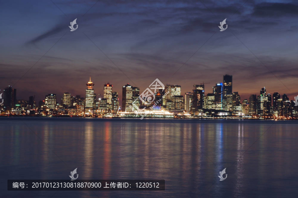 黃昏的溫哥華城市天際線