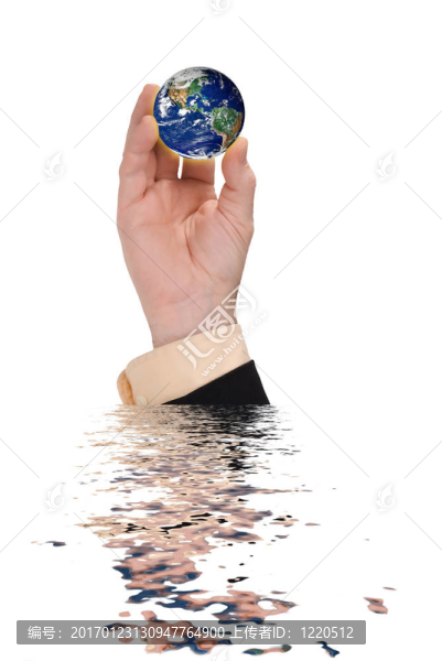商人手持一個(gè)帶反射的地球儀