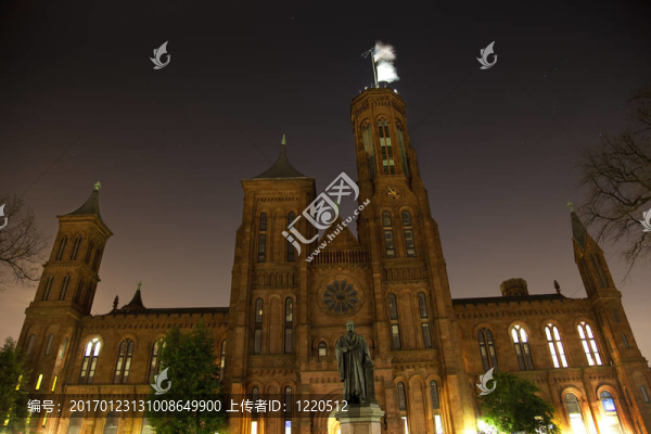 史密森城堡晚上星星華盛頓史密森雕像